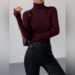 COMMENSE Minimalist Turtleneck Slim Knit Top - size XSmall